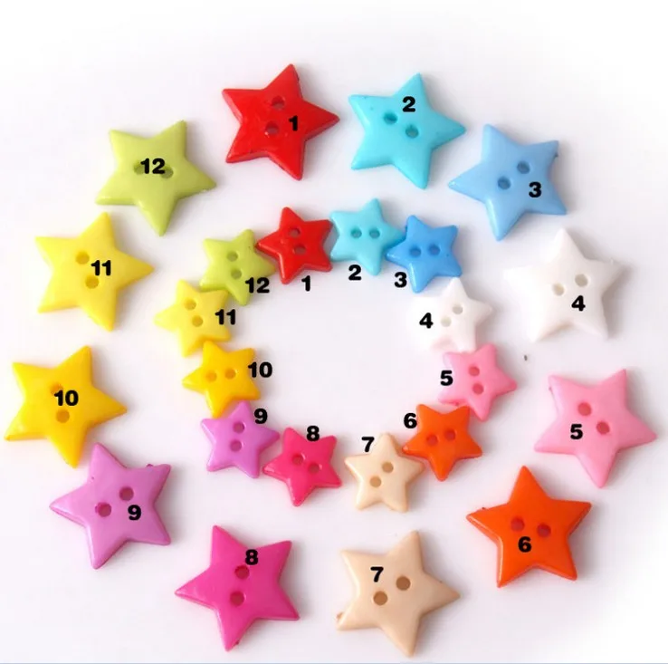 

100Pcs/Lot Mixed Candy Color Resin Star Buttons 2 Holes Clothing Sewing Button Fit Scrapbooking Apparel Crafts Diy Decoration
