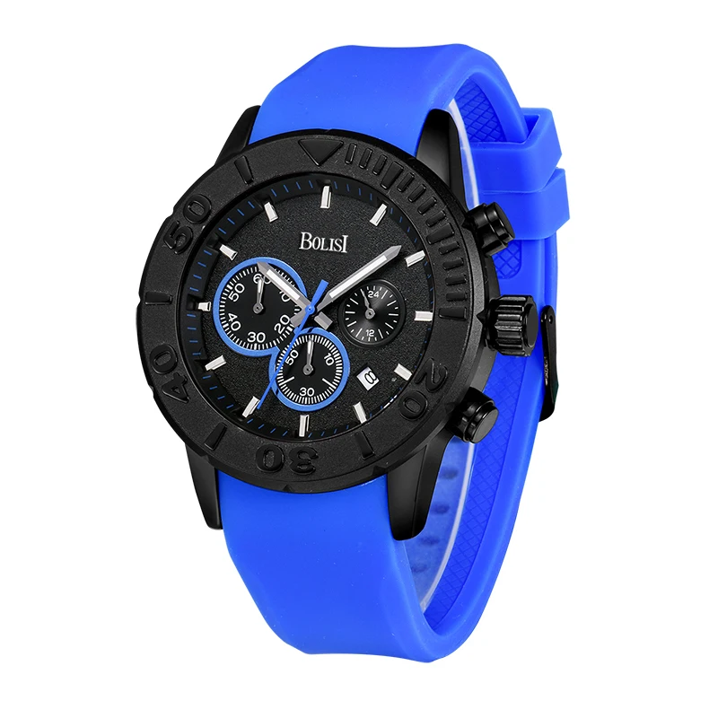 

Business Men Watches Men Waterproof & Chronograph Silicone Band Quartz Wrist Wristwatch Military Male Clock