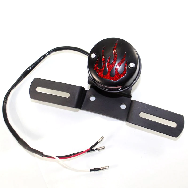 

Flame Style DC12V Motorcycle LED Brake Lights License Plate Integrated Taillight RED Lens For Harley Honda Yamaha Kawasaki
