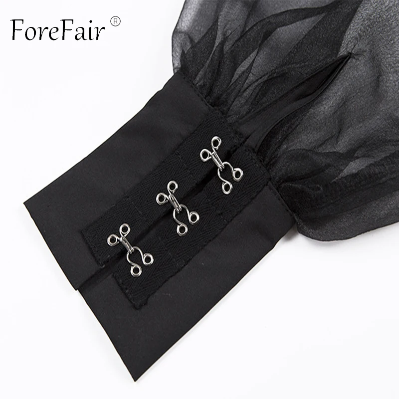 Forefair, прозрачные женские топы с длинным рукавом, осень, черные сетчатые Лоскутные Прозрачные топы, сексуальные прозрачные зимние блузки