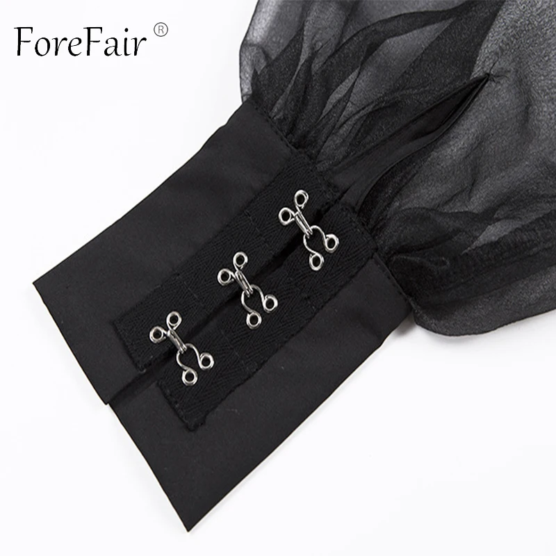 Женский укороченный Топ с длинным рукавом Forefair черный сетчатый топ в стиле
