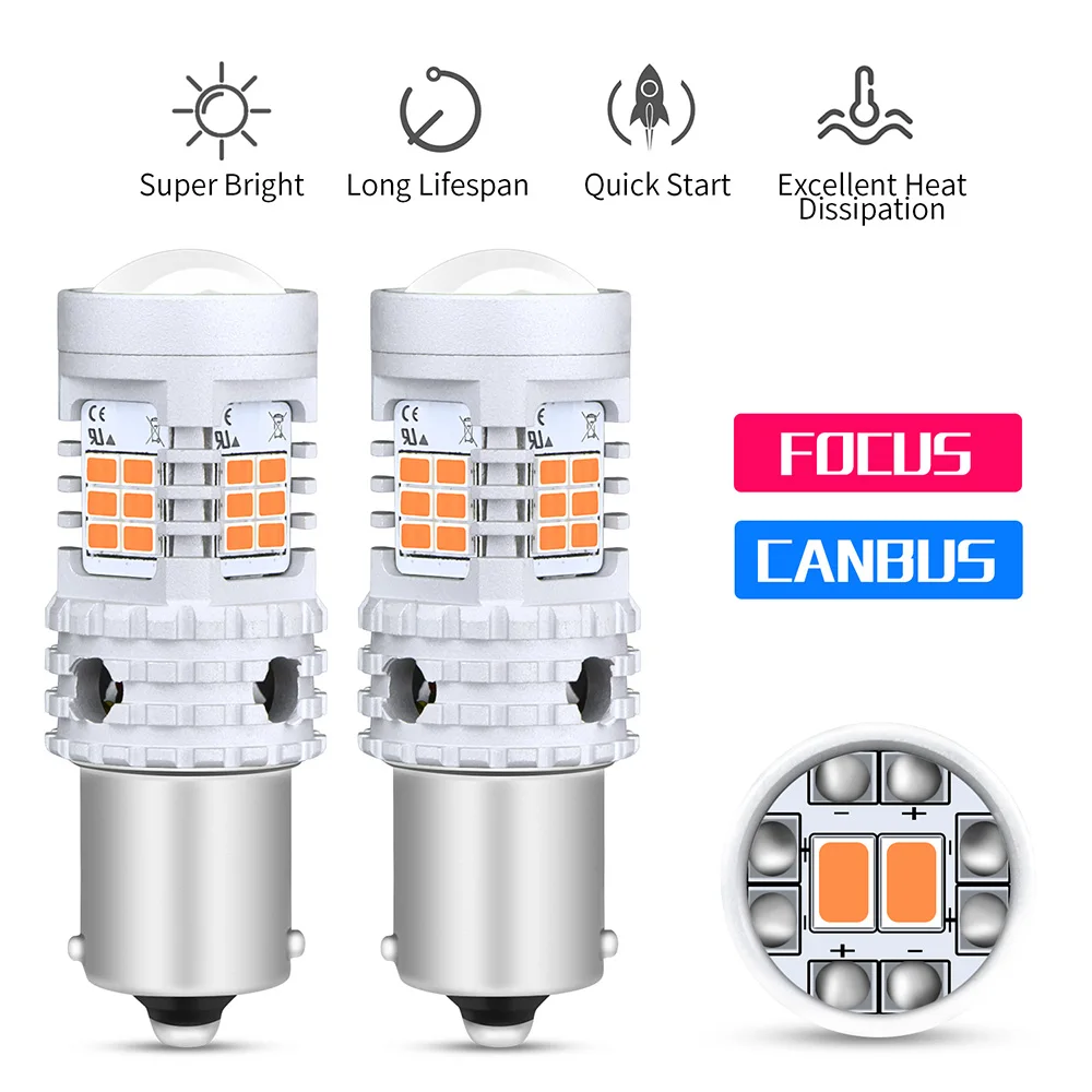 AUXITO 2x1156 BA15S P21W BAU15S PY21W W21W светодиодный лампы 3020 26SMD Canbus Error Free T20 7440 светодиодный Поворотная сигнальная лампа при отсутствии флэш-памяти