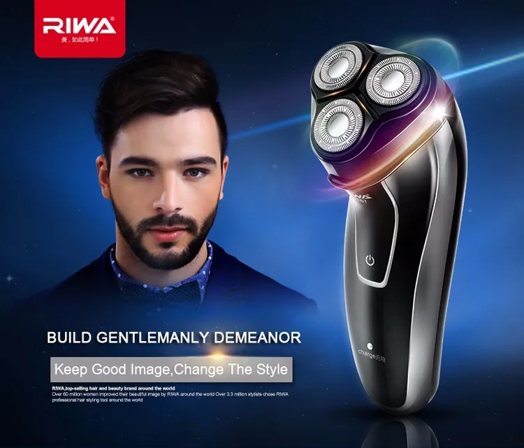 Riwa Barbeador Elétrico Recarregável dos Homens Triple Blade Navalha de Barbear Eletrônico Face Care 3d Barbeador Flutuante Vt-67 3 China rechargeable electric Suppliers