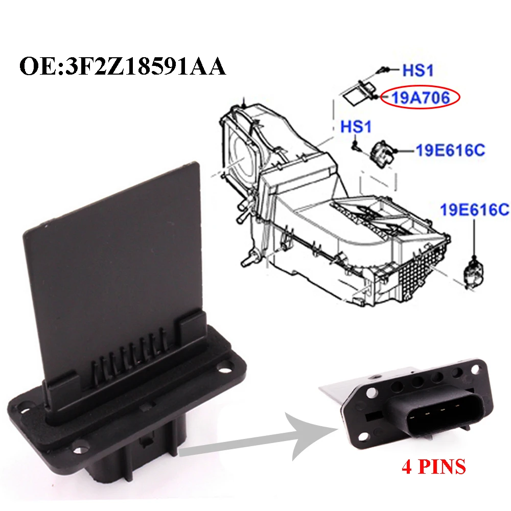 JEAZEA 3F2Z18591AA 3P2H 19A706 AB Blower Motor Resistor For Ford