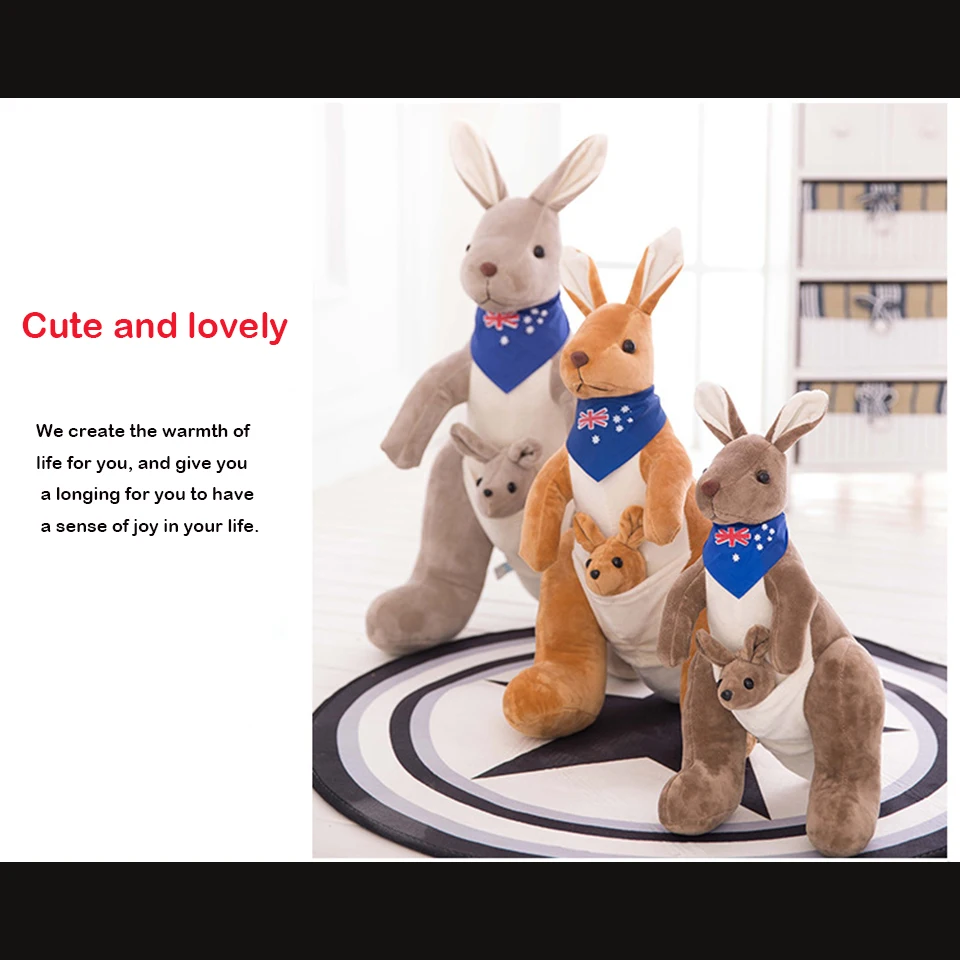 

45CM Plush Australian Kangaroo Mother Company Toys Stuffed Doll Soft Cute Children Gifts