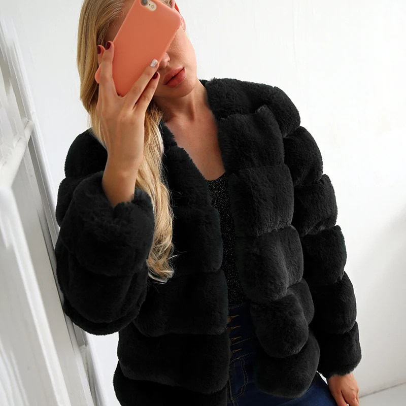 Шуба высокого качества Женская Лоскутная Элегантная с круглым вырезом Толстая теплая зимняя верхняя одежда куртка размера плюс 3XL розовая черная шуба
