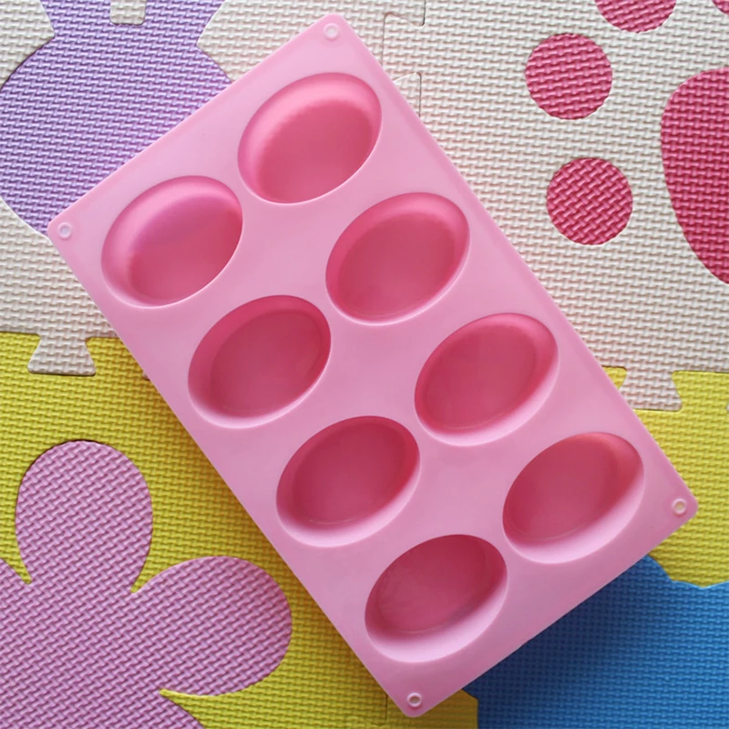 JX-LCLYL 8-Cavity Oval Shape Soap Mold Silicone Chocolate Cake Cookie DIY Fondant Mould