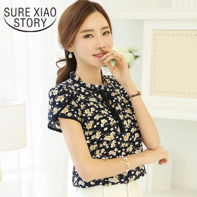 2018 новые летние топы шифоновая блузка рубашка пасторальный Ветер сладкий стиль