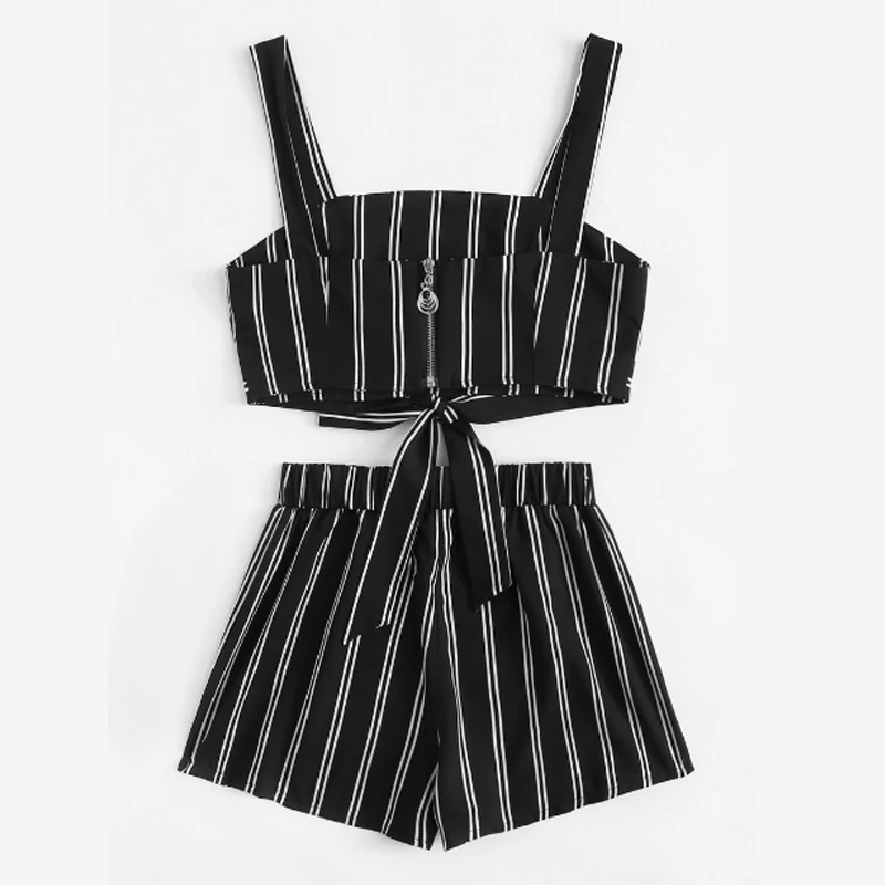 

Off Shoulder Cinched Floral Set Striped Shorts Set Faldas Mujer Moda 2019 Crop Top Floral Set Bow Summer 2 Piece Set Zipper