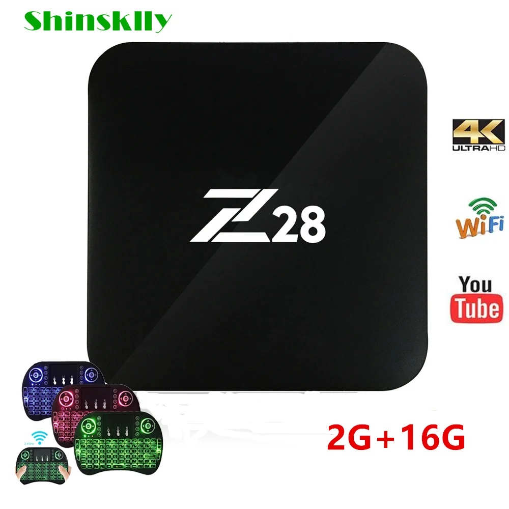 

Shinsklly Z28 Android 7.1 Smart TV BOX RAM 2G 16G RK3328 Quad core 2.4GHz WiFi H.265 HDMI HD 4K Media Player Set Top Box PK X96