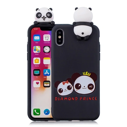 3D щит для iPhone 6 7 8 plus чехол панда Единорог коричневый медведь Сова мягкая оболочка телефона 5S 5 SE Coque X - Цвет: Two pandas