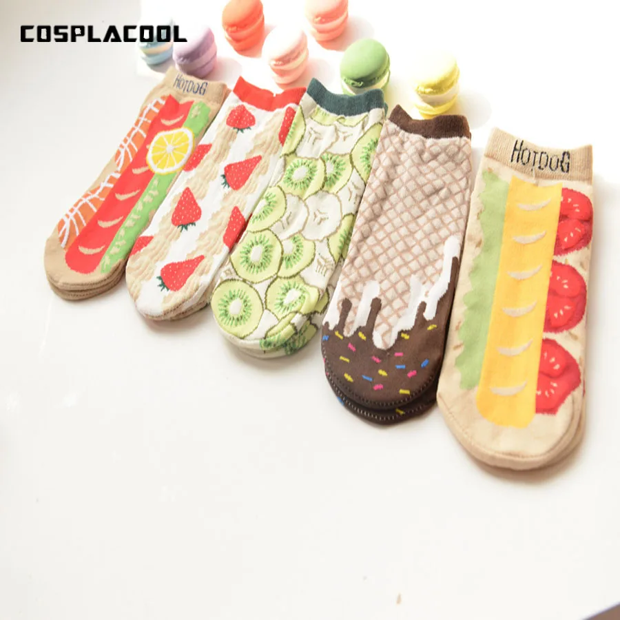 [Cospacool] носки для женщин японские милые calcetines mujer с рисунком шоколадной клубники