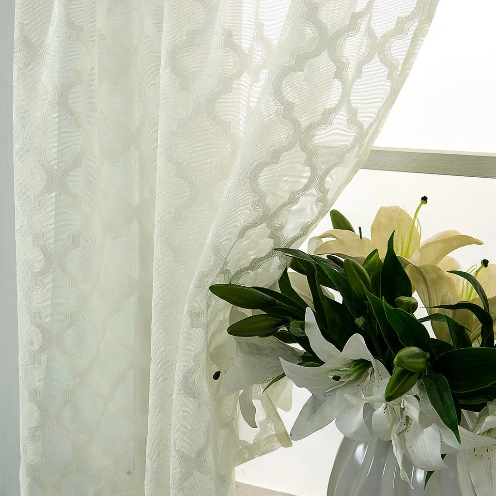 1 шт. кремово белые кружевные геометрические Изящные тюлевые оконные
