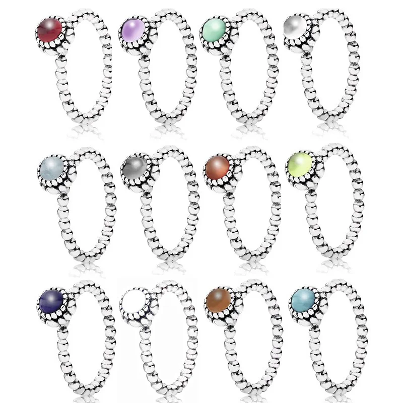 

Authentic 925 Sterling Silver Ring Birthday Blooms Stackable Rings With Crystal For Women Gift Fine Pandora Jewelry