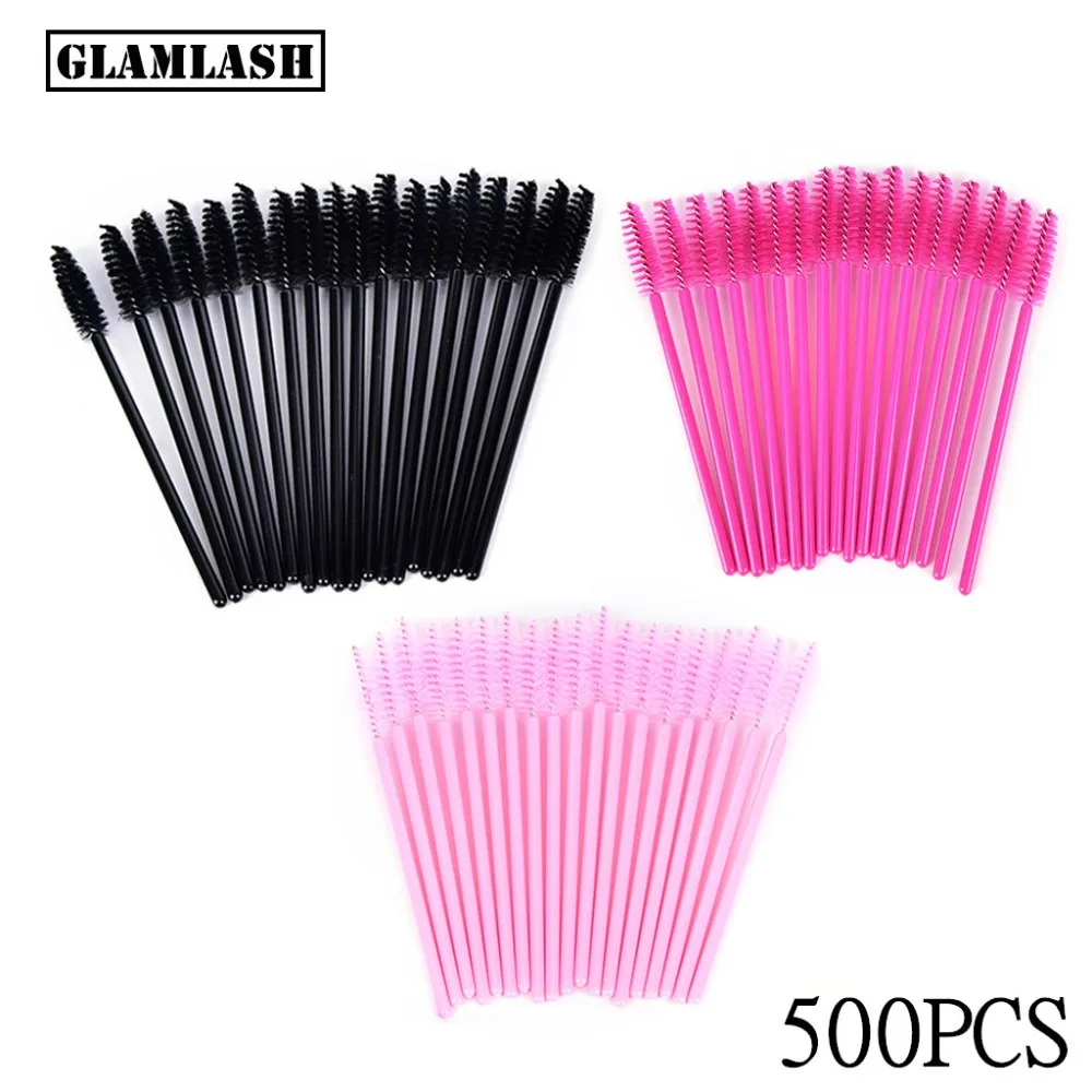 

GLAMLASH premium 500Pcs Disposable Mascara Wands Eyelash Extension Brush Applicator Spoolers Eye Lashes Cosmetic Cleaning Brush