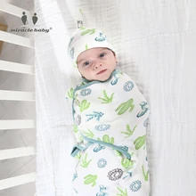 2 шт. детское одеяло для пеленания с шапкой, Пеленальный мешок, Пеленальный мешок для новорожденных, хлопковый конверт, спальный мешок для младенцев, спальный мешок для малышей