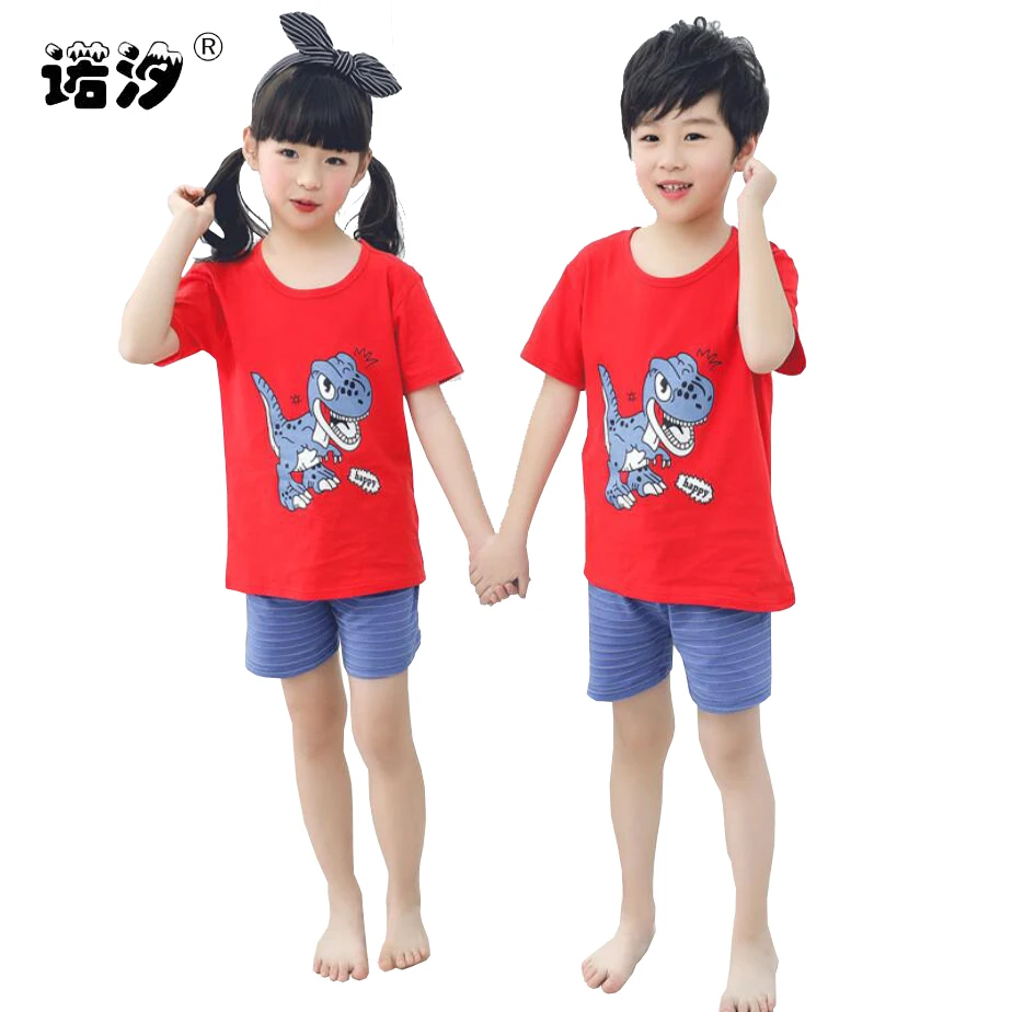 

baby summer clothing sets boys girls cartoon vest+pants 2pcs/set infant t-shirt+trousers 1-7 little baby pure cotton shirt pants