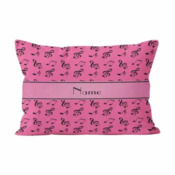 

Personalized Name Pink Music Notes Funny Hidden Zipper Home Decorative Rectangle Throw Pillow Cover Cushion Case 20x30 Inch Que