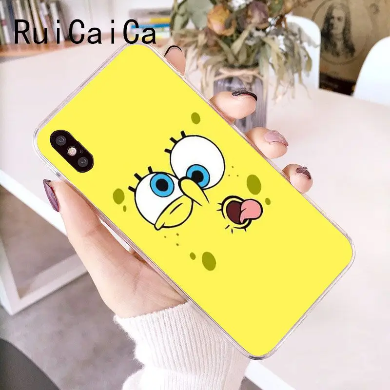 RuiCaiCa Губка Боб Квадратные Штаны крышка мягкий чехол для телефона iPhone X XS MAX 6 6S 7 7plus