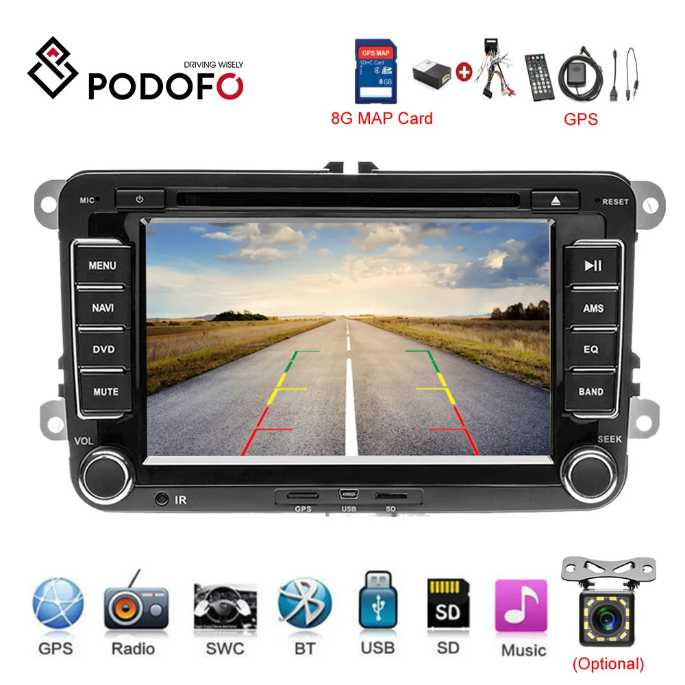 Podofo автомобильный мультимедийный плеер 2 Din GPS автомобильный DVD для VW/Volkswagen/Golf/Polo/Tiguan/Passat/b7/b6/SEAT/lSkoda/радио Поддержка Carmera