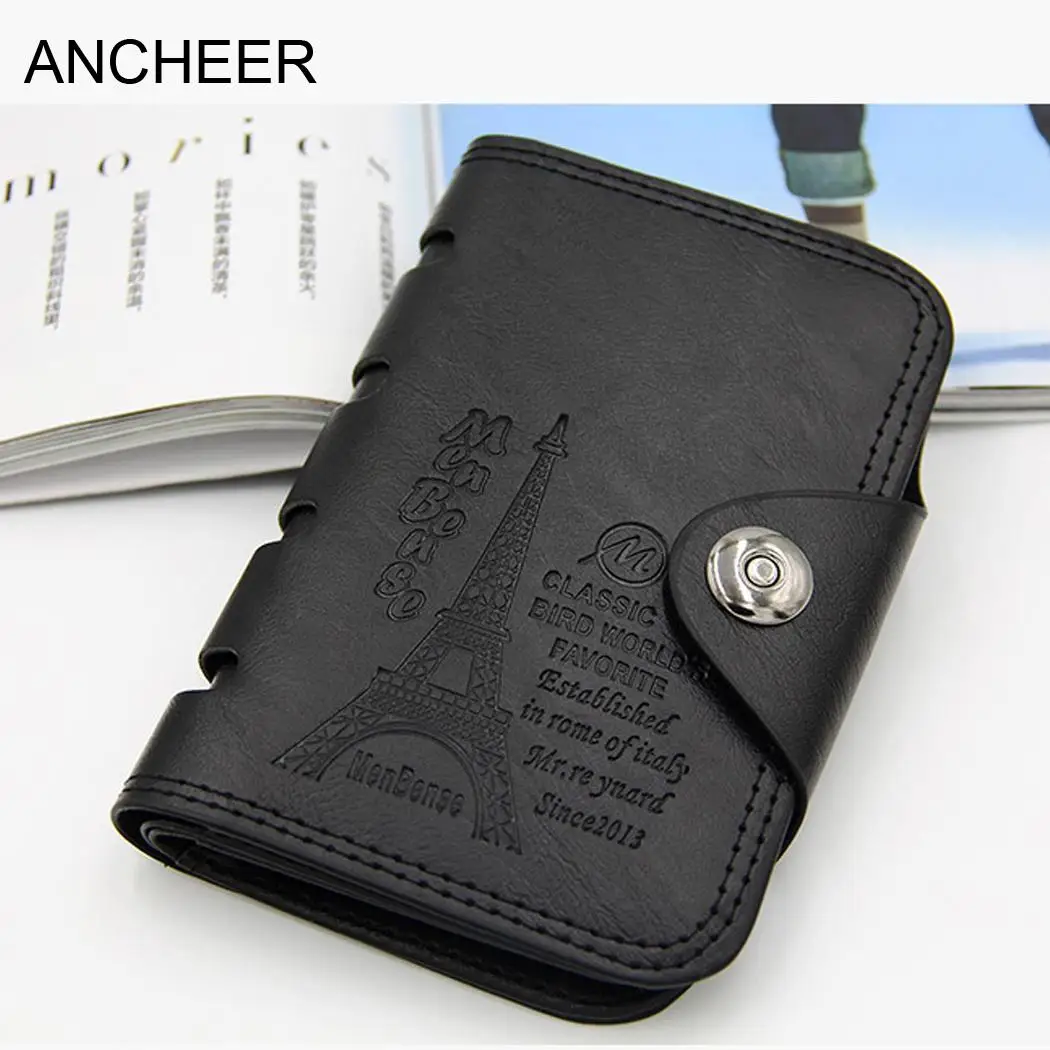 

Cards Style Many Retro Slots Magnetic Buttons Men Wallet