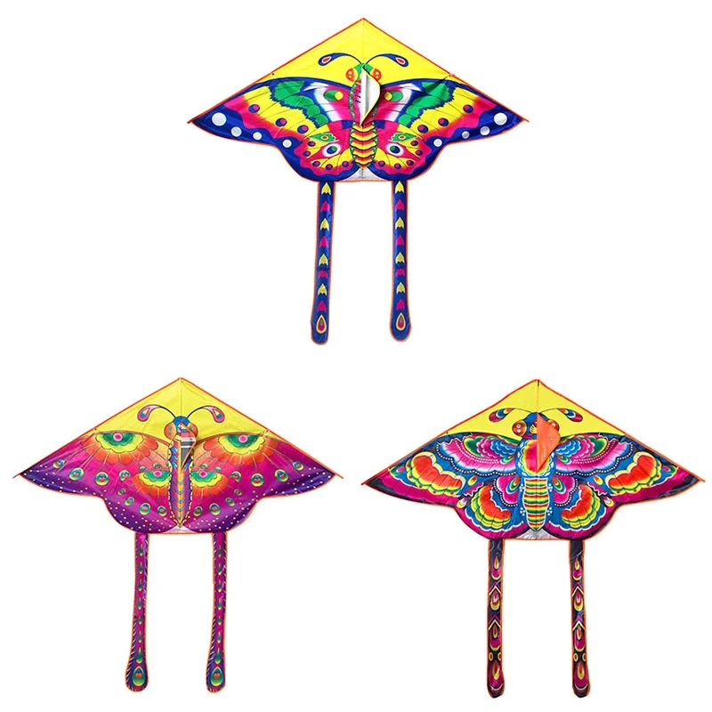 

1PC 90*50cm Nylon Rainbow Butterfly Kite Outdoor Foldable Children's Kite Stunt Kite Surf With 15m Line