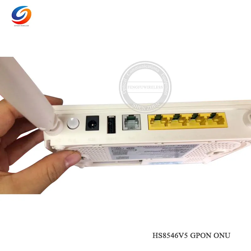 10 шт. HS8546V5 GPON ONU ONT 4GE порт+ 1TEL+ 2USB с 2,4G и 5G двухдиапазонный WiFi, английский интерфейс с мобильным логотипом