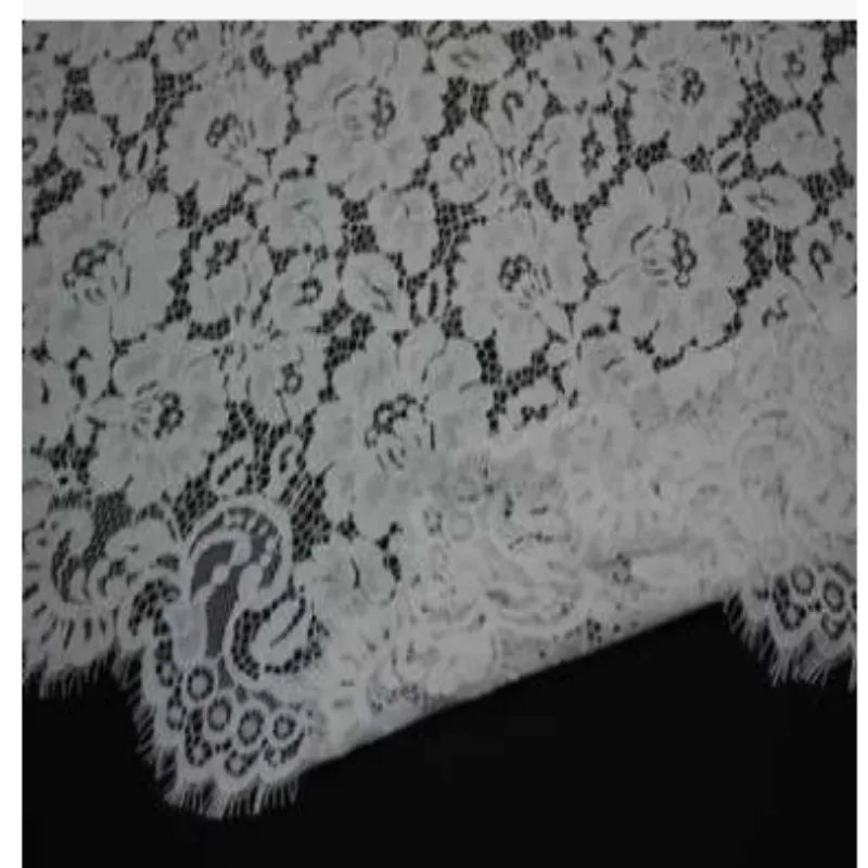 1 ярд Африканский ресниц ажурная кружевная ткань для Сделай Сам одежда аксессуары ремесла - Color: white