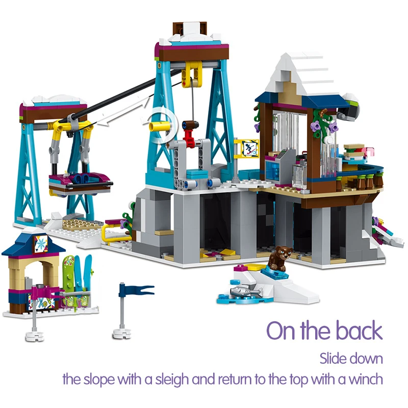  632pcs Winter Snow Ski Resort Lift Cable Car Building Blocks Compatible Legoinglys Girls Friends Br