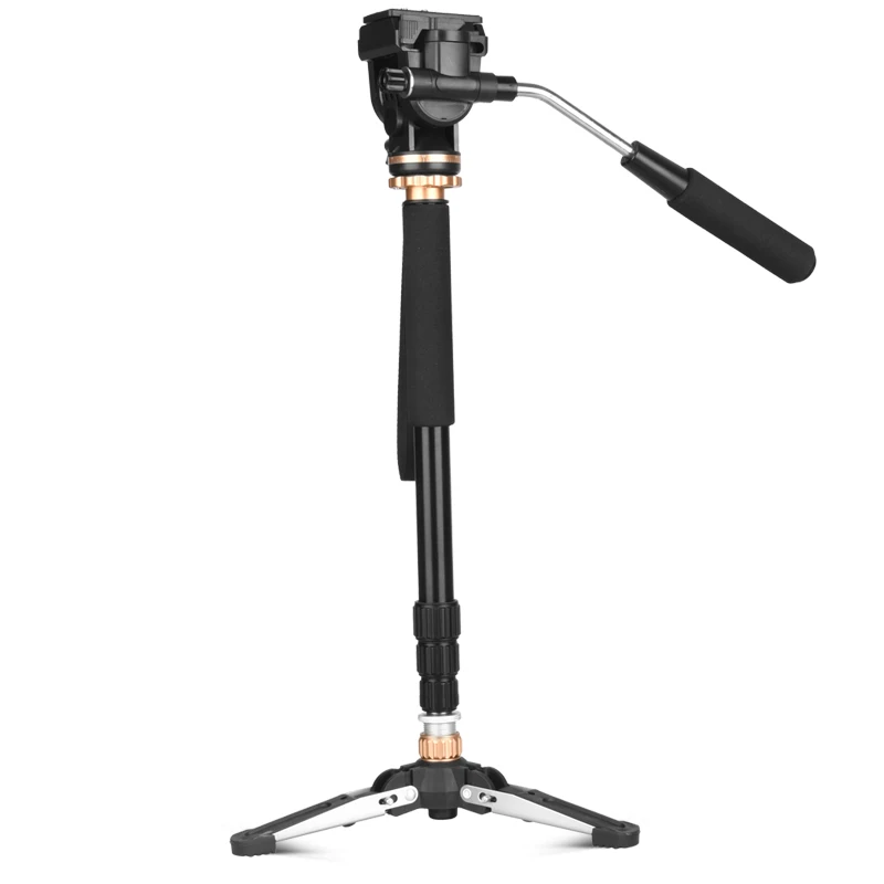 

QZSD hot High quality Q159B Professional panhead aluminum DSLR digital video camera monopod with base mini tripod for travelling