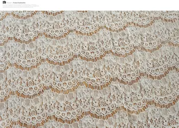 

ivory lace fabric, bridal lace fabric, alencon hollow out cord lace fabric, MF066