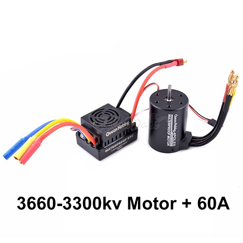 Водонепроницаемый 3650 3900KV 4300KV/3660 3300KV 3800KV бесщеточный двигатель 60A ESC программист карта комбо набор для 1:10 1/10 RC автомобиль грузовик - Цвет: 60A and 3300KV Motor