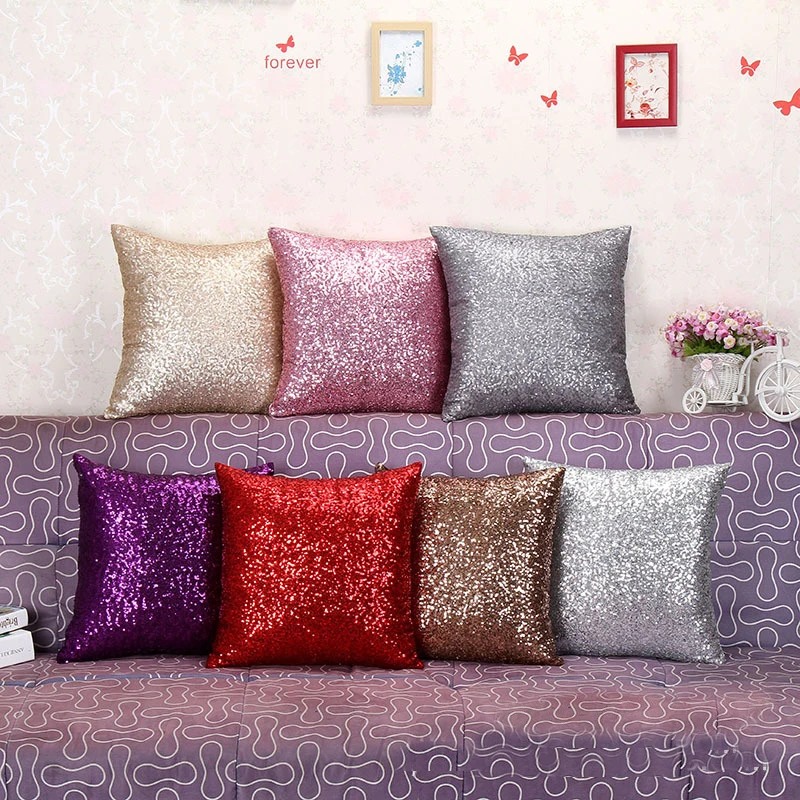 7 Color Fashion Luxurious Sequin Cushion Cover Zipper Sofa Car Chair