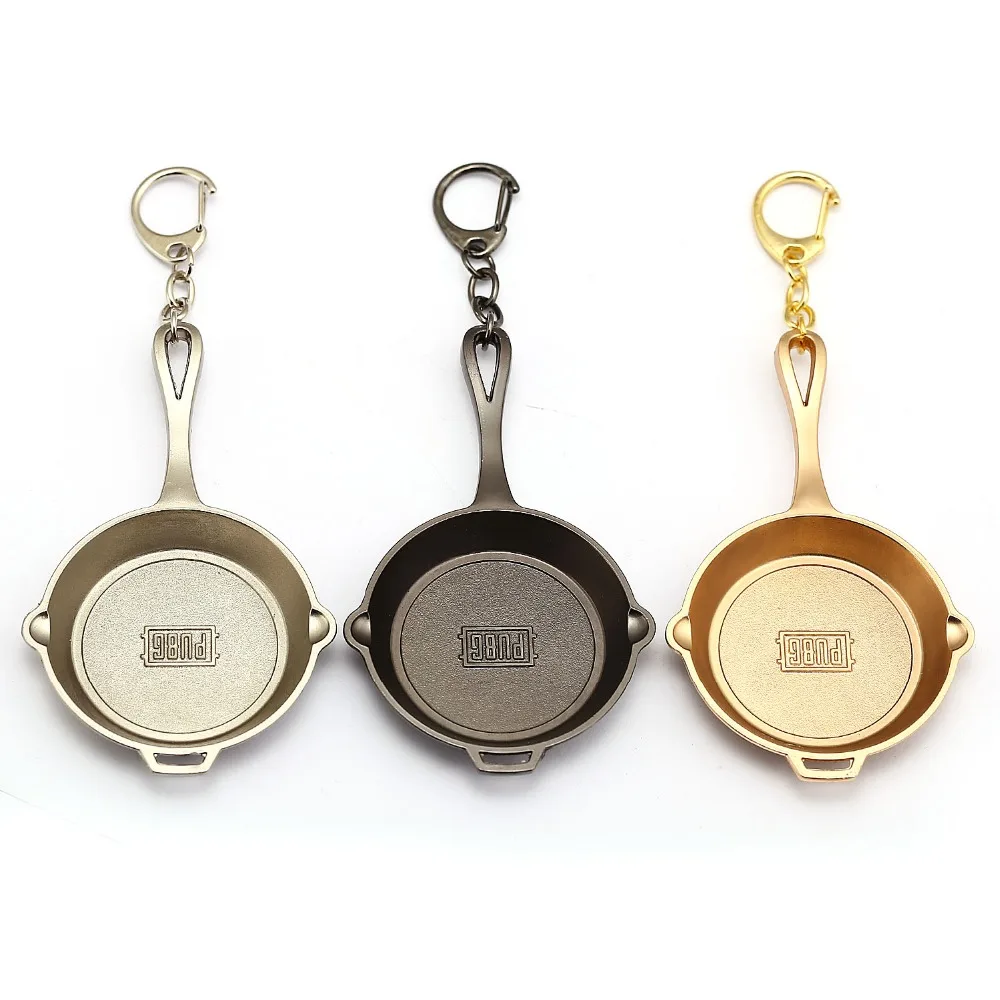 

Fashion Black PUBG Frying Pan Keychain High Quality Game Playerunknown's Battlegrounds Keyring Chain Women Men Fans porte cles