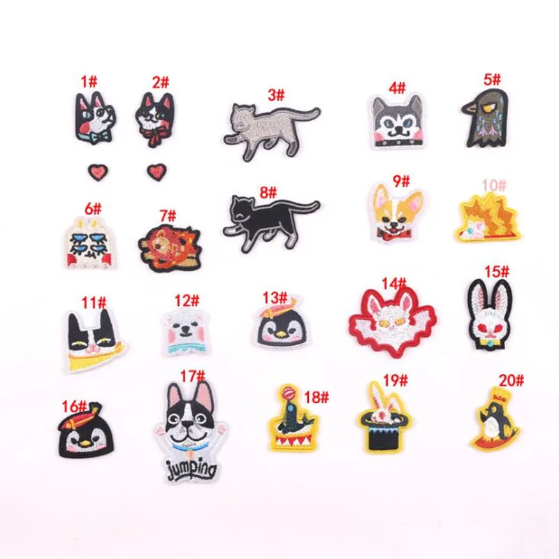 

Lovely Animal Heads Badges Parches Embroidered Iron On Patches For DIY Cloth Patch Fashion Design Motif Applique Badge