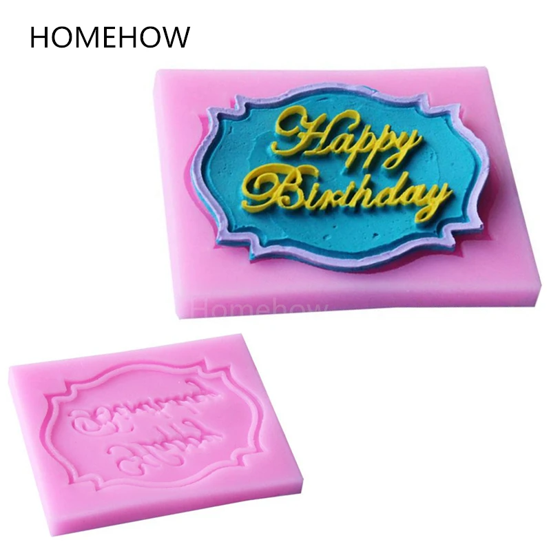 1PC/Lot Birthday Party Cake Silicone Cake Mold " Happy Birthday" 6.8*5.
