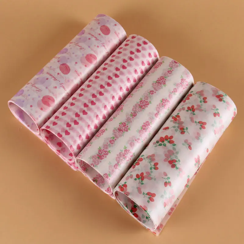 

AMW 50pcs/pack Food Grade Printed Wax Paper Oil-proof Dessert Bread Sandwich Candy Wrapper Baking Accessories
