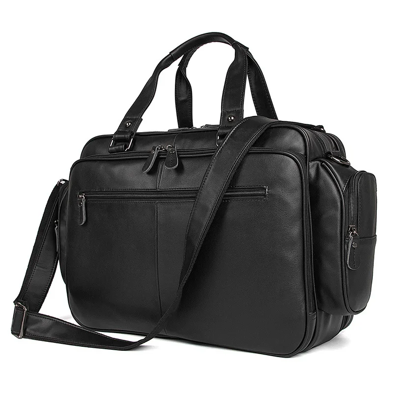 US $111.99 Nesitu Big Large Capacity Chocolate Black Genuine Leather Men Travel Bags Messenger Bags 156 Laptop Briefcase Portfolio M7150