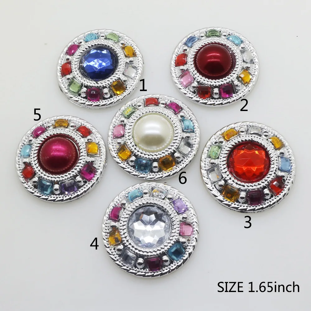 

2018 Hot High Quality 5Pcs/Lot 1.65 Inch Silver Plastic Buttons Round Diy Flatback Button Webbing Decoration accessories