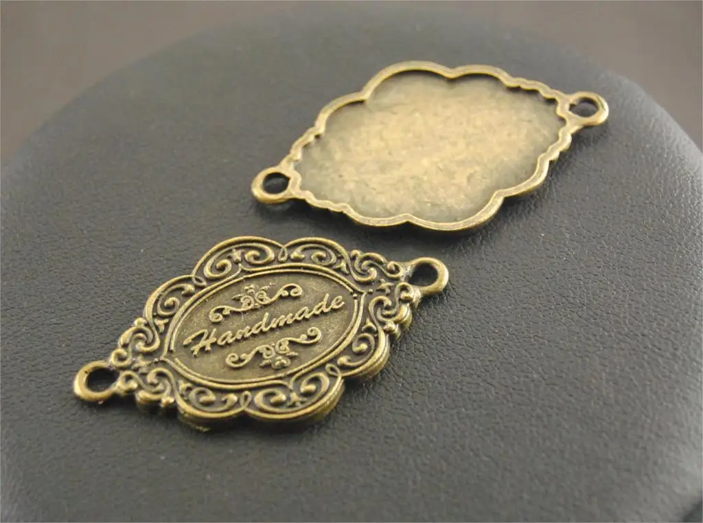 10pcs Bronze Handmade Letter Charm Connectors Bracelet Necklace Jewelry