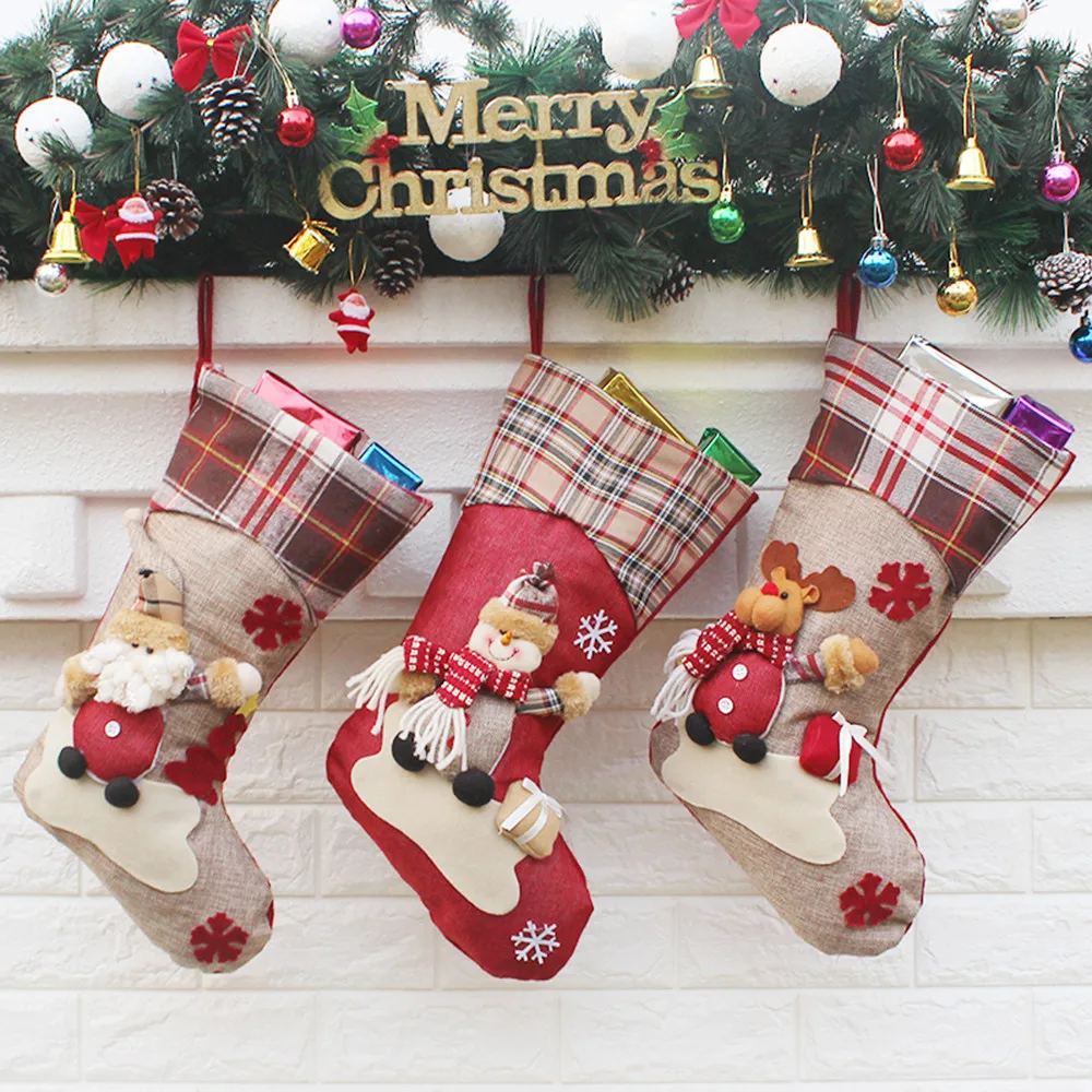 

Candy Bag Christmas Gifts Tree Ornament Stocking Santa Claus Snowman Sock Decor