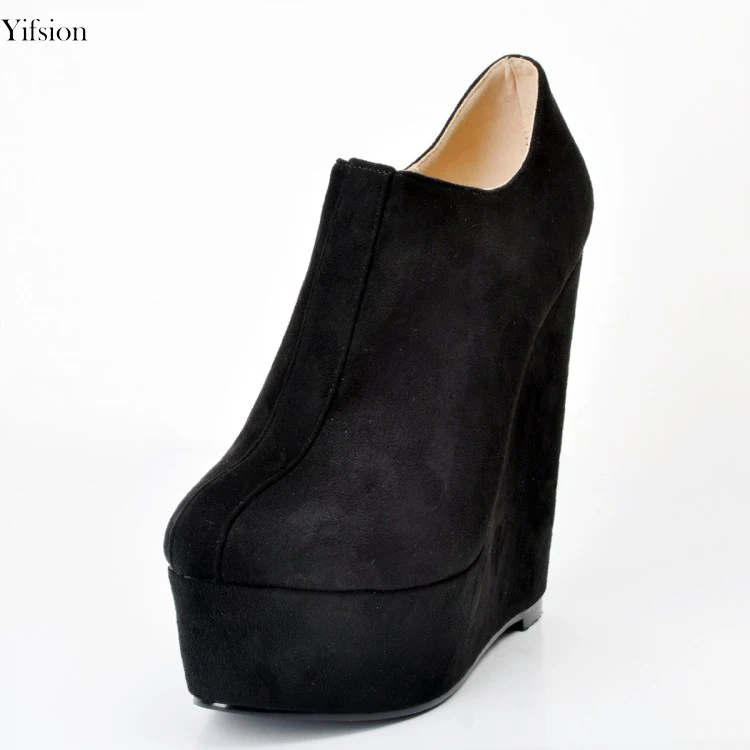 Yifsion New Women Wedges Pumps Sexy High Heels 15 cm Pumps Elegant Round Toe Black Party Office Shoes Women Plus US Size 4-15 Yifsion New Women Wedges Pumps Sexy High Heels 15 cm Pumps Elegant Round Toe Black Party Office Shoes Women Plus US Size 4-15