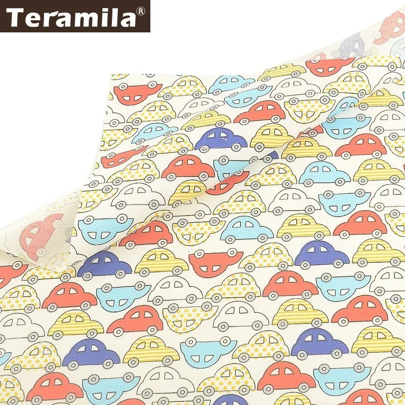

Teramila 100% Cotton Fabric Car Pattern Fat Quarters For Kid Child DIY Patchwork Bed Sheet Home Textile Cloth Sewing Tecido Tela