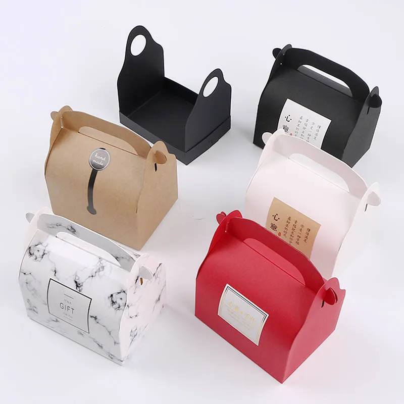 

10pcs Kraft Marble Paper Cake Box Cupcake Packaging Gift Box Wedding Paper Cardboard Cake White Mousse Packaging Biscuits Box