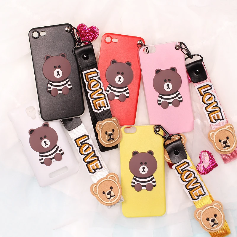 

For Sony Xperia C C3 E4 E5 M C1905 M4 M5 T3 XA XZ Z Z1 Mini Z4 Z5 Bear Strap Mobile Phone Case Funda Cover Bag Housing Shell