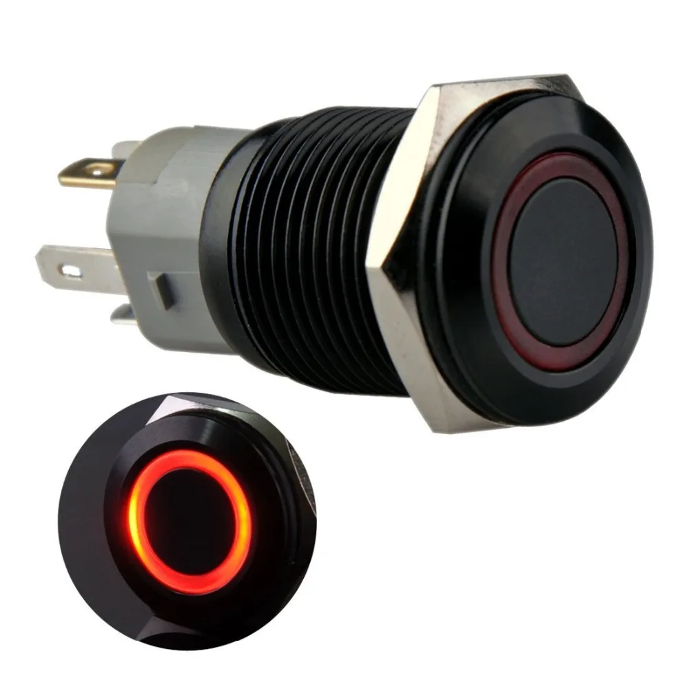 Car Light Switch Black Metal Shell with LED Ring Suitable for Mounting
