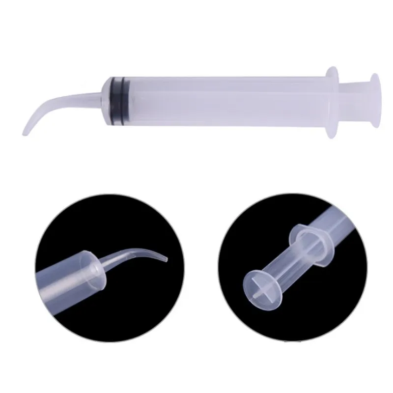 10 шт./компл. 12 мл одноразовый прозрачный локоть ирригация шприц с изогнутый кончик стоматологической помощи для зубные промывки