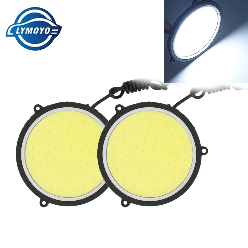 

High power 2pcs/set White CAR DRL COB Round 120 chips led round 120chips 30W diameter 90mm Car Auto Light Daytime Running 12V