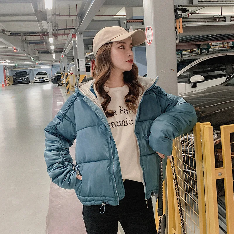 

2019 New Fashion Winter Hooded Jacket Coat Long Sleeve Thicken Warm Female Loose Parkas Solid Sweet Winter Coat Office Lady