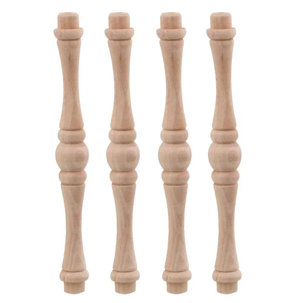 

4PCS 15.5cm Length Unpainted Wood Craft Spindles Baluster Home Restaurant Decor Repair Decoration